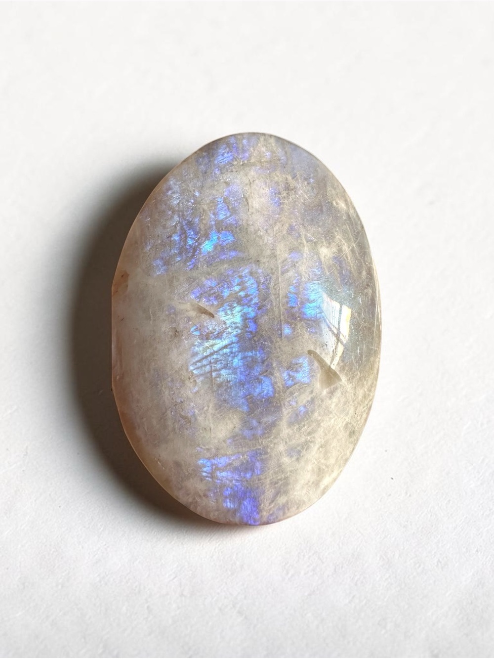 Moonstone Crystal Palmstone with Blue Flash